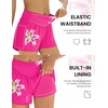 image:imageEkouaer Womens 3 Board Shorts High Waisted Swim Shorts Swimsuit Bottoms Beach Shorts with Pockets S2XLPink With Lily Flower