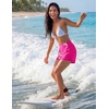image:imageEkouaer Womens 3 Board Shorts High Waisted Swim Shorts Swimsuit Bottoms Beach Shorts with Pockets S2XLPink With Lily Flower
