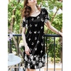 image:imageEkouaer Womens House Dress  Pleated Nightgown with Short Sleeves amp PocketsBlack Butterfly