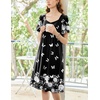 image:imageEkouaer Womens House Dress  Pleated Nightgown with Short Sleeves amp PocketsBlack Butterfly