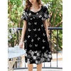 image:imageEkouaer Womens House Dress  Pleated Nightgown with Short Sleeves amp PocketsBlack Butterfly