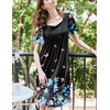 image:imageEkouaer Womens House Dress  Pleated Nightgown with Short Sleeves amp PocketsBlack Color Butterfly