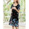 image:imageEkouaer Womens House Dress  Pleated Nightgown with Short Sleeves amp PocketsBlack Color Butterfly