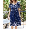 image:imageEkouaer Womens House Dress  Pleated Nightgown with Short Sleeves amp PocketsBlue Ethnic Style