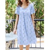image:imageEkouaer Womens House Dress  Pleated Nightgown with Short Sleeves amp PocketsBlue Floral