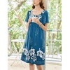 image:imageEkouaer Womens House Dress  Pleated Nightgown with Short Sleeves amp PocketsBlue Flower