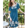 image:imageEkouaer Womens House Dress  Pleated Nightgown with Short Sleeves amp PocketsBlue Flower