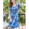 image:imageEkouaer Womens House Dress  Pleated Nightgown with Short Sleeves amp PocketsBlue Multi Flowers