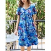 image:imageEkouaer Womens House Dress  Pleated Nightgown with Short Sleeves amp PocketsBlue Multi Flowers
