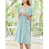 image:imageEkouaer Womens House Dress  Pleated Nightgown with Short Sleeves amp PocketsGreen Floral