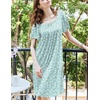 image:imageEkouaer Womens House Dress  Pleated Nightgown with Short Sleeves amp PocketsGreen Floral