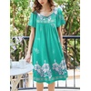 image:imageEkouaer Womens House Dress  Pleated Nightgown with Short Sleeves amp PocketsGreen Flower