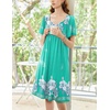 image:imageEkouaer Womens House Dress  Pleated Nightgown with Short Sleeves amp PocketsGreen Flower