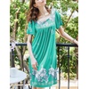 image:imageEkouaer Womens House Dress  Pleated Nightgown with Short Sleeves amp PocketsGreen Flower