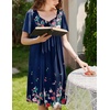 image:imageEkouaer Womens House Dress  Pleated Nightgown with Short Sleeves amp PocketsNavy Blue Flower