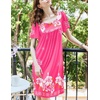 image:imageEkouaer Womens House Dress  Pleated Nightgown with Short Sleeves amp PocketsPink Flower