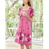 image:imageEkouaer Womens House Dress  Pleated Nightgown with Short Sleeves amp PocketsPink Flowers