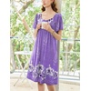 image:imageEkouaer Womens House Dress  Pleated Nightgown with Short Sleeves amp PocketsPurple Flower