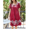 image:imageEkouaer Womens House Dress  Pleated Nightgown with Short Sleeves amp PocketsRed Flower