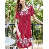 image:imageEkouaer Womens House Dress  Pleated Nightgown with Short Sleeves amp PocketsRed Flower