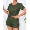 image:imageEkouaer Womens Pajama Sets Short Sleeve Pjs 2 Piece Top and Shorts Sleepwear Comfy Soft Lounge Sets with PocketsArmy Green