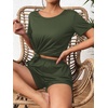 image:imageEkouaer Womens Pajama Sets Short Sleeve Pjs 2 Piece Top and Shorts Sleepwear Comfy Soft Lounge Sets with PocketsArmy Green