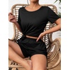 image:imageEkouaer Womens Pajama Sets Short Sleeve Pjs 2 Piece Top and Shorts Sleepwear Comfy Soft Lounge Sets with PocketsBlack
