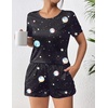 image:imageEkouaer Womens Pajama Sets Short Sleeve Pjs 2 Piece Top and Shorts Sleepwear Comfy Soft Lounge Sets with PocketsBlack Sky