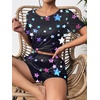 image:imageEkouaer Womens Pajama Sets Short Sleeve Pjs 2 Piece Top and Shorts Sleepwear Comfy Soft Lounge Sets with PocketsBlack Star