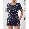 image:imageEkouaer Womens Pajama Sets Short Sleeve Pjs 2 Piece Top and Shorts Sleepwear Comfy Soft Lounge Sets with PocketsBlack Star
