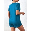 image:imageEkouaer Womens Pajama Sets Short Sleeve Pjs 2 Piece Top and Shorts Sleepwear Comfy Soft Lounge Sets with PocketsBlue Green