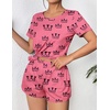 image:imageEkouaer Womens Pajama Sets Short Sleeve Pjs 2 Piece Top and Shorts Sleepwear Comfy Soft Lounge Sets with PocketsCrown