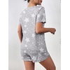 image:imageEkouaer Womens Pajama Sets Short Sleeve Pjs 2 Piece Top and Shorts Sleepwear Comfy Soft Lounge Sets with PocketsGrey Star