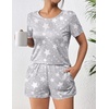 image:imageEkouaer Womens Pajama Sets Short Sleeve Pjs 2 Piece Top and Shorts Sleepwear Comfy Soft Lounge Sets with PocketsGrey Star