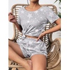 image:imageEkouaer Womens Pajama Sets Short Sleeve Pjs 2 Piece Top and Shorts Sleepwear Comfy Soft Lounge Sets with PocketsGrey Star