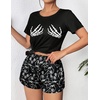 image:imageEkouaer Womens Pajama Sets Short Sleeve Pjs 2 Piece Top and Shorts Sleepwear Comfy Soft Lounge Sets with PocketsHalloween Skeleton Print