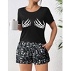 image:imageEkouaer Womens Pajama Sets Short Sleeve Pjs 2 Piece Top and Shorts Sleepwear Comfy Soft Lounge Sets with PocketsHalloween Skeleton Print