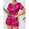 image:imageEkouaer Womens Pajama Sets Short Sleeve Pjs 2 Piece Top and Shorts Sleepwear Comfy Soft Lounge Sets with PocketsHot Pink Animal Print