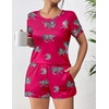 image:imageEkouaer Womens Pajama Sets Short Sleeve Pjs 2 Piece Top and Shorts Sleepwear Comfy Soft Lounge Sets with PocketsHot Pink Animal Print