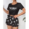 image:imageEkouaer Womens Pajama Sets Short Sleeve Pjs 2 Piece Top and Shorts Sleepwear Comfy Soft Lounge Sets with PocketsMoon Print