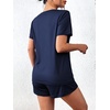 image:imageEkouaer Womens Pajama Sets Short Sleeve Pjs 2 Piece Top and Shorts Sleepwear Comfy Soft Lounge Sets with PocketsNavy Blue