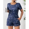 image:imageEkouaer Womens Pajama Sets Short Sleeve Pjs 2 Piece Top and Shorts Sleepwear Comfy Soft Lounge Sets with PocketsNavy Blue Sky