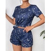 image:imageEkouaer Womens Pajama Sets Short Sleeve Pjs 2 Piece Top and Shorts Sleepwear Comfy Soft Lounge Sets with PocketsNavy Blue Sky