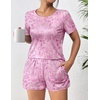 image:imageEkouaer Womens Pajama Sets Short Sleeve Pjs 2 Piece Top and Shorts Sleepwear Comfy Soft Lounge Sets with PocketsPink Floral Print