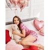image:imageEkouaer Womens Pajama Sets Short Sleeve Pjs 2 Piece Top and Shorts Sleepwear Comfy Soft Lounge Sets with PocketsPink Love