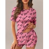 image:imageEkouaer Womens Pajama Sets Short Sleeve Pjs 2 Piece Top and Shorts Sleepwear Comfy Soft Lounge Sets with PocketsPink Love