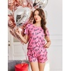 image:imageEkouaer Womens Pajama Sets Short Sleeve Pjs 2 Piece Top and Shorts Sleepwear Comfy Soft Lounge Sets with PocketsPink Love