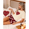 image:imageEkouaer Womens Pajama Sets Short Sleeve Pjs 2 Piece Top and Shorts Sleepwear Comfy Soft Lounge Sets with PocketsRed Heart