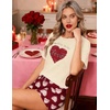 image:imageEkouaer Womens Pajama Sets Short Sleeve Pjs 2 Piece Top and Shorts Sleepwear Comfy Soft Lounge Sets with PocketsRed Heart