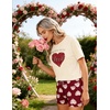 image:imageEkouaer Womens Pajama Sets Short Sleeve Pjs 2 Piece Top and Shorts Sleepwear Comfy Soft Lounge Sets with PocketsRed Heart